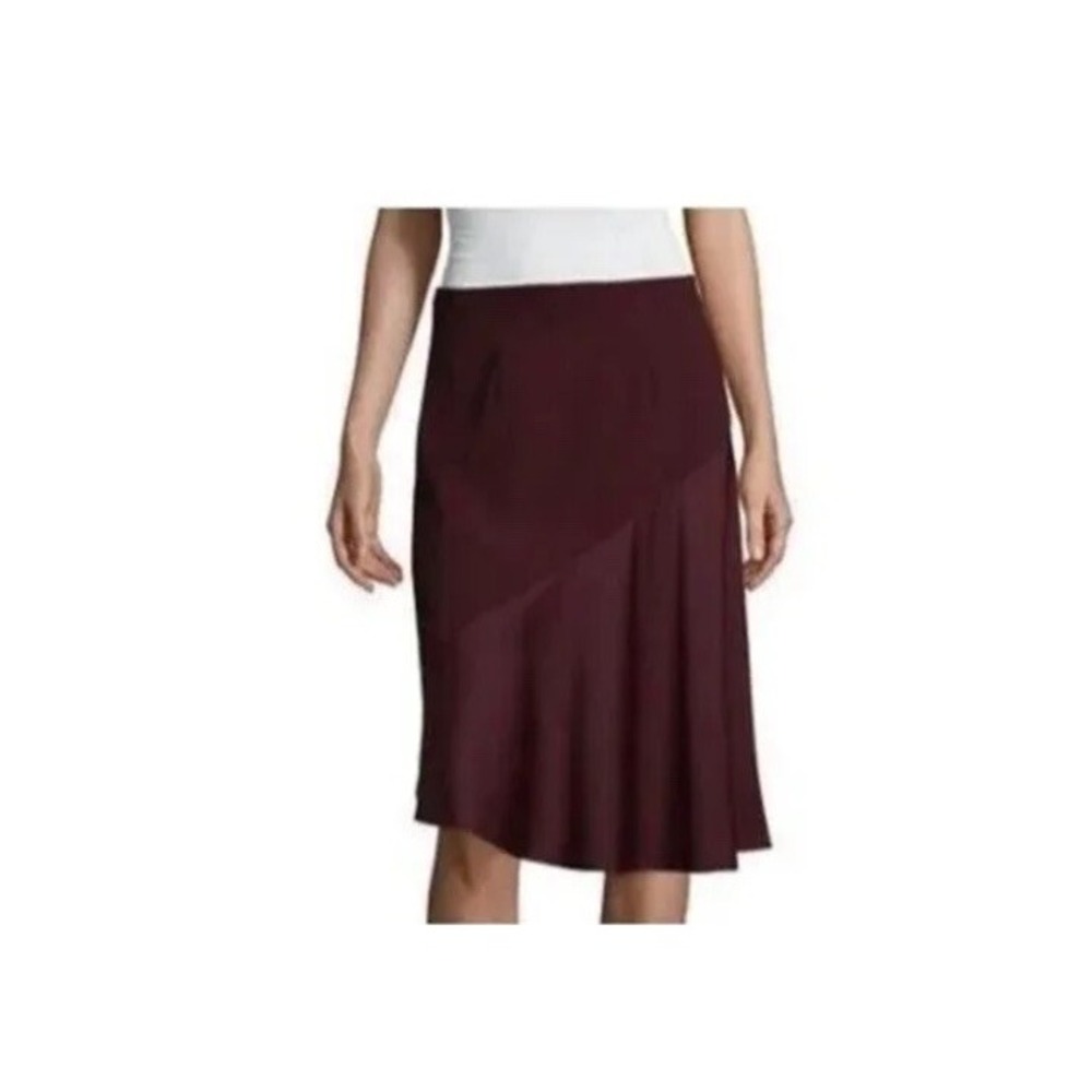 Worthington Maroon Berry Asymmetrical MIDI Skirt‎ Sz 20 Tall
